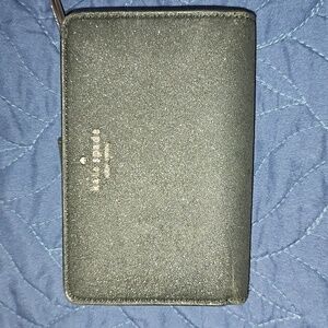 Kate Spade New York Black Glitter Zip Around Wallet Great Condition